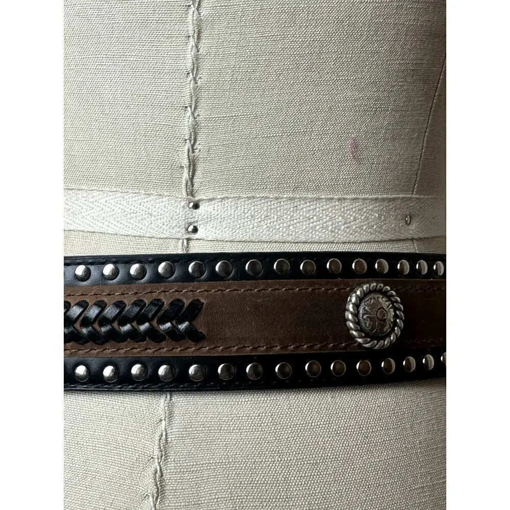 Western Black Brown Leather Men's Size 42